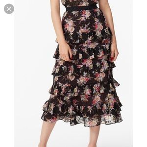 Rebecca Taylor Bouquet Tier ruffle midi skirt